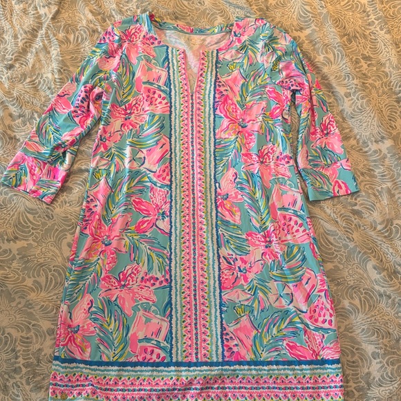 Lilly Pulitzer Nadine Chilly Lilly spf 50 Pink/Blue swim coverup